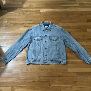 Ksubi Men’s Oversized Destressed Denim Jacket with Cinch Function, size Medium